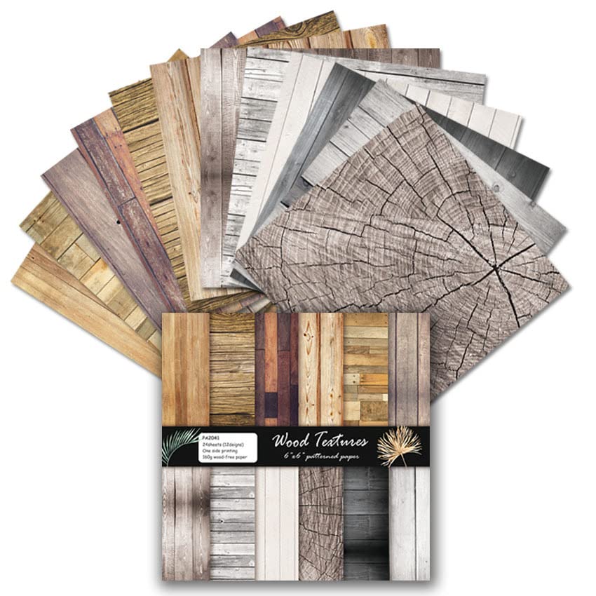 6x6 Inch Scrapbook Paper Pad, Single Sided 12 Unique Vintage Wood Designs for DIY Craft Projects, Card Making and Album Decoration-24 Sheets - color: 6x6 Loft