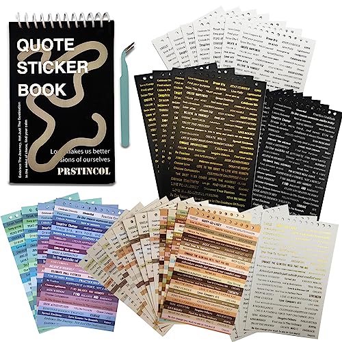 PRSTINCOL 2370 Pcs Word Stickers for Journaling,40 Sheets Quote Stickers Gold Foil Small Talk Stickers for Junk Journal Craft,Scrapbooking Supplies Making - color: Quote Stickers Book