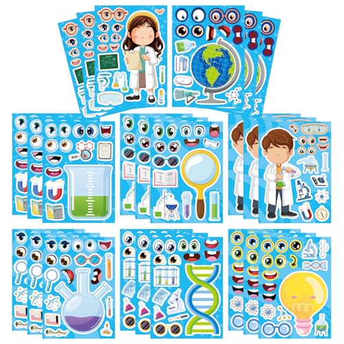 Science Stickers Make-a-face Sticker, Make Your Own Science Themed Stickers - style: Laboratory Sticker