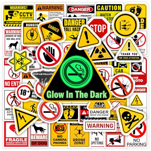 Glow in The Dark Safety Warning Signs Stickers for Water Bottles - color: Luminescent-384kshr