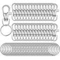 SANNIX 60PCS Lobster Claw Clasps with Key Rings,30PCS Keychains Clips Hooks - color: Silver