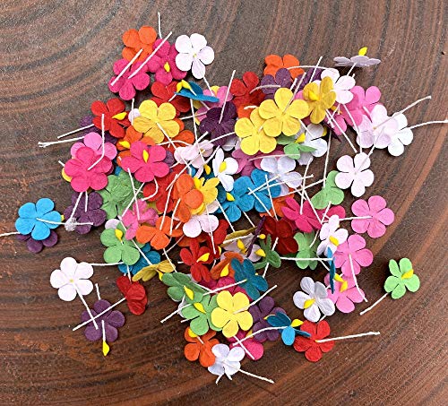 100 PCS Handmade Mulberry Paper Flowers 18mm, Mixed Color Mini Blossom Flowers for Scrapbooking, Card Making, DIY Crafts, Wedding Decorations, Journal & Gift Wrapping(10 Colors..) - color: 10 Colors..