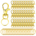 SANNIX 60pcs Gold Swivel Snap Hooks with Key Rings,Keychain Clip Hooks - color: Gold