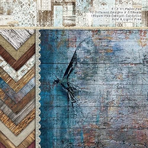 Scrapbook Paper Pad 6x6 Wood Background Designs, Single-Sided Decoupage Sheets, Colorful Cardstock for Scrapbooking, DIY Backgrounds, Cardmaking, Junk Journal Craft Supplies - 24 Pcs - color: 6x6 Wood