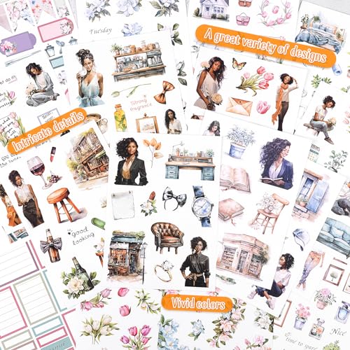 Dizdkizd Pre-Cut Journaling Sticker Book, 20 Sheets - 270 PCS Fashion Colored Women Planner Decals, PET & Paper Scrapbook Sticker Set Bullet Junk Journal Supplies - color: Green