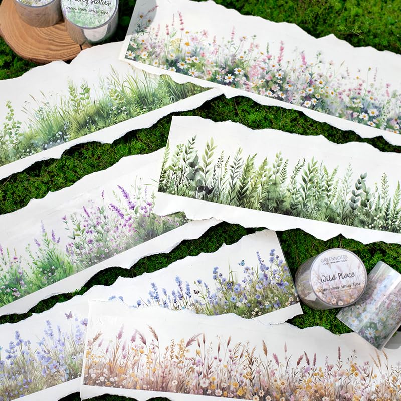 PET Tape Stickers for Scrapbooking Supplies,Plants Stickers for Journaling - color: Green Note
