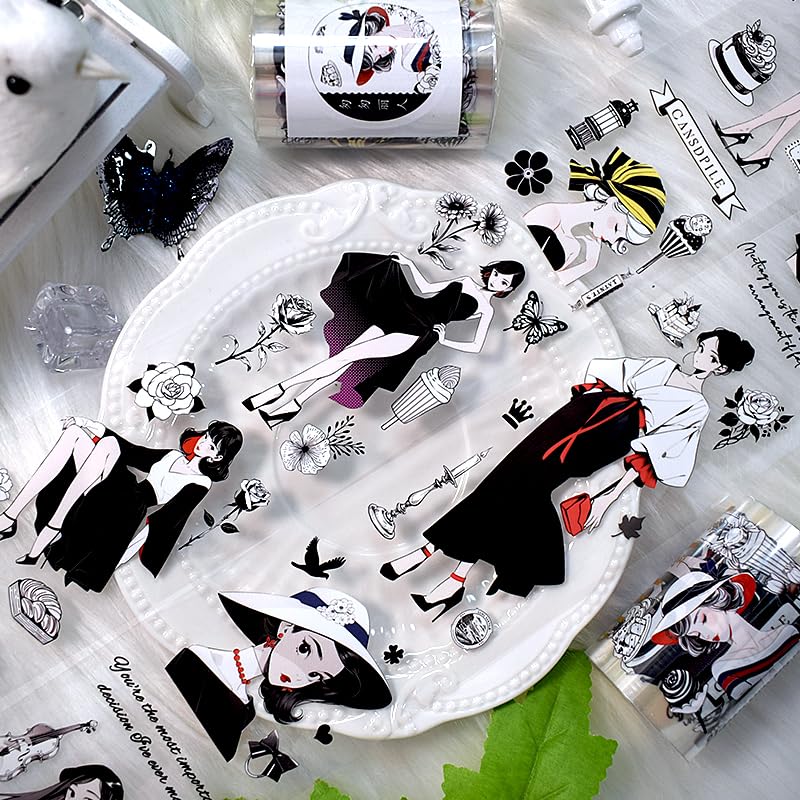 New Popular PET Tape Modern Girls Collage Glossy Washi Tape for Decoration Small Fresh Flower Materials (90724) - color: 90724
