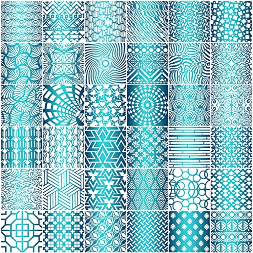 Tinlade 36 Pack Geometric Stencils Set for Painting, 5 x 5 Inches | Mandala Drawing Layering Templates, Reusable Plastic Stencils for Wood, Furniture, Fabric, Rock Art, Scrapbooking, DIY Crafts - size: 5 x 5 Inches