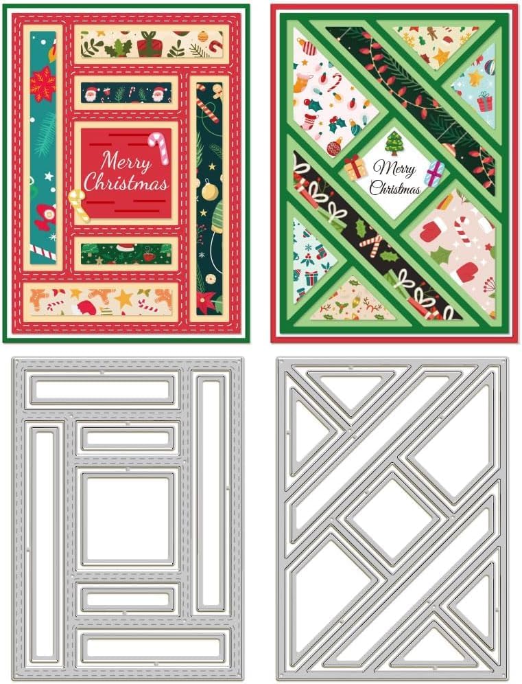 GLOBLELAND Frame Background Cutting Dies for Card Making Rectangular Board Die Cuts Carbon Steel Embossing Stencils Template for Halloween Thanksgiving Christmas DIY Scrapbooking Craft Decor - style: Rectangle