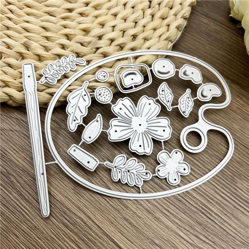 Metal Cutting Die for Scrapbooking, Tools Card Making Supplies Durable Cut Stencils for DIY Scrapbook Photo Album Decorative Paper Card (Flower Palette 5.2 x 3.9 in) - color: Flower Palette 5.2 x 3.9 in