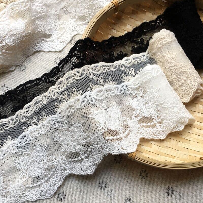 Lace Trim Ribbon, 5-Yard Lace Ribbon, Lace Fabric, Beige - color: Beige
