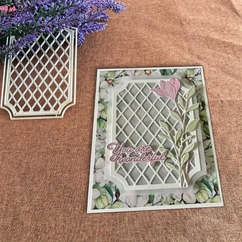 3D Backgrounds Frame Metal Cutting Die for Scrapbooking, Metal Die Cuts Stencils & Crafting Die Cut New Cutting Dies DIY Album Card Making Decor Paper Craft (Grid Border 4.7 x 3.4 in) - color: Grid Border 4.7 x 3.4 in