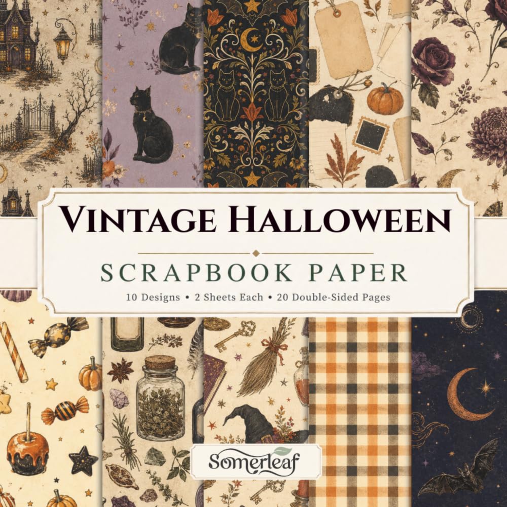 Vintage Halloween Scrapbook Paper: Double-Sided Craft Paper — Perfect for Scrapbooking, Card Making, Junk Journaling, Collage and Mixed Media