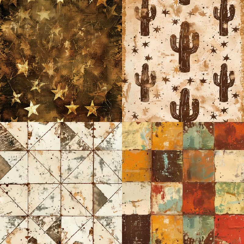 24 Sheets 6" x 6" Desert Scrapbook Paper Vintage Western Theme Single-Sided Cardstock for Scrapbooking Journal Card Making (western) - color: western