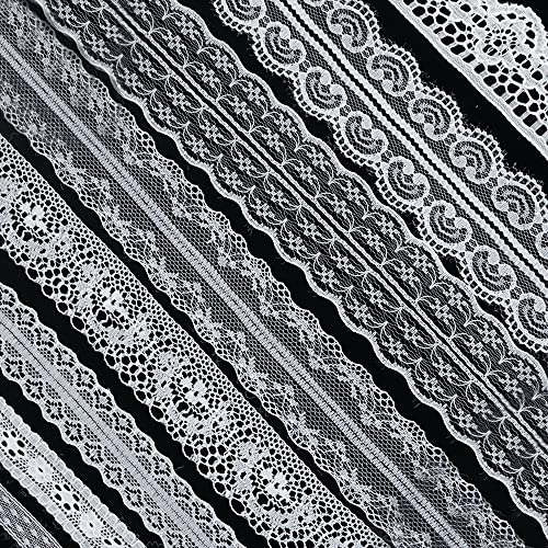 80 Yards White Lace Trim Ribbon,8 Rolls Crochet Sewing Assorted Patterns Vintage Floral Lace Ribbons for Sewing DIY,Gift Wrap,Scrapbooking, Bridal Shower Wedding Decor, 10 Yards Each Roll - color: White