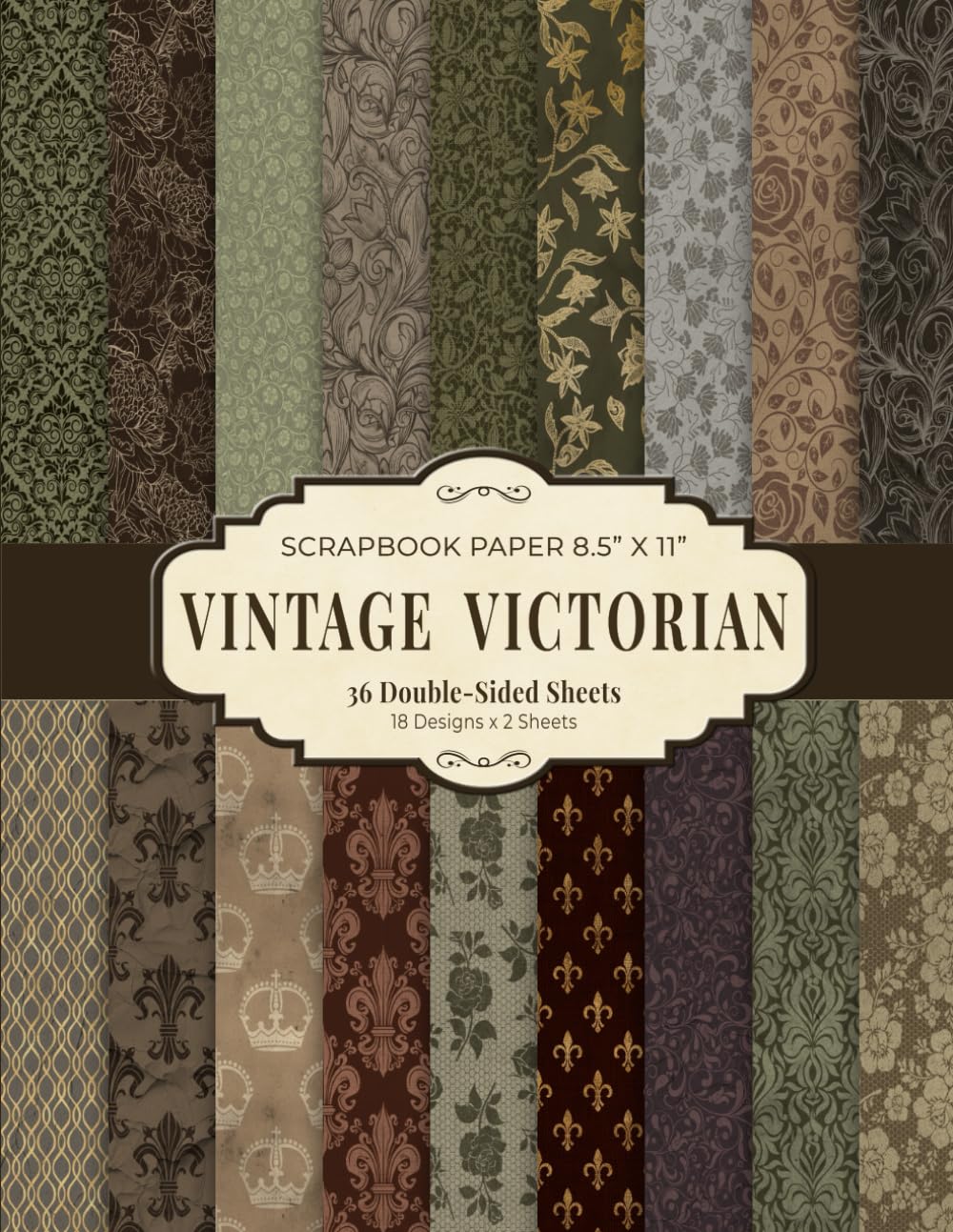 Vintage Victorian Scrapbook Paper 8.5” x 11”: Tudor-Inspired Pattern Craft Paper | 18 Designs | 36 Double-Sided Sheets for Scrapbooking, Junk Journaling and Crafting