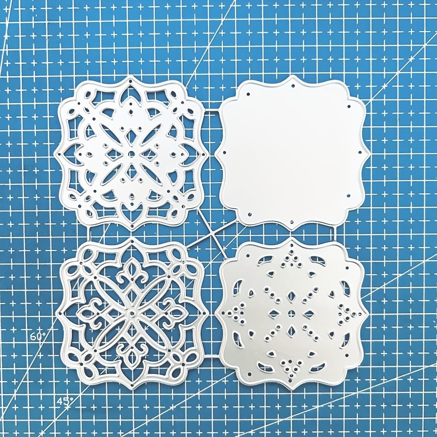 Lace Layered Frame Dies Cuts for Card Making, Irregular Pattern Cutting Dies, Metal Die Cutting Mold, Scrapbooking Dies, DIY Etched Embossing Stencil for Craft - color: Silver-4layers