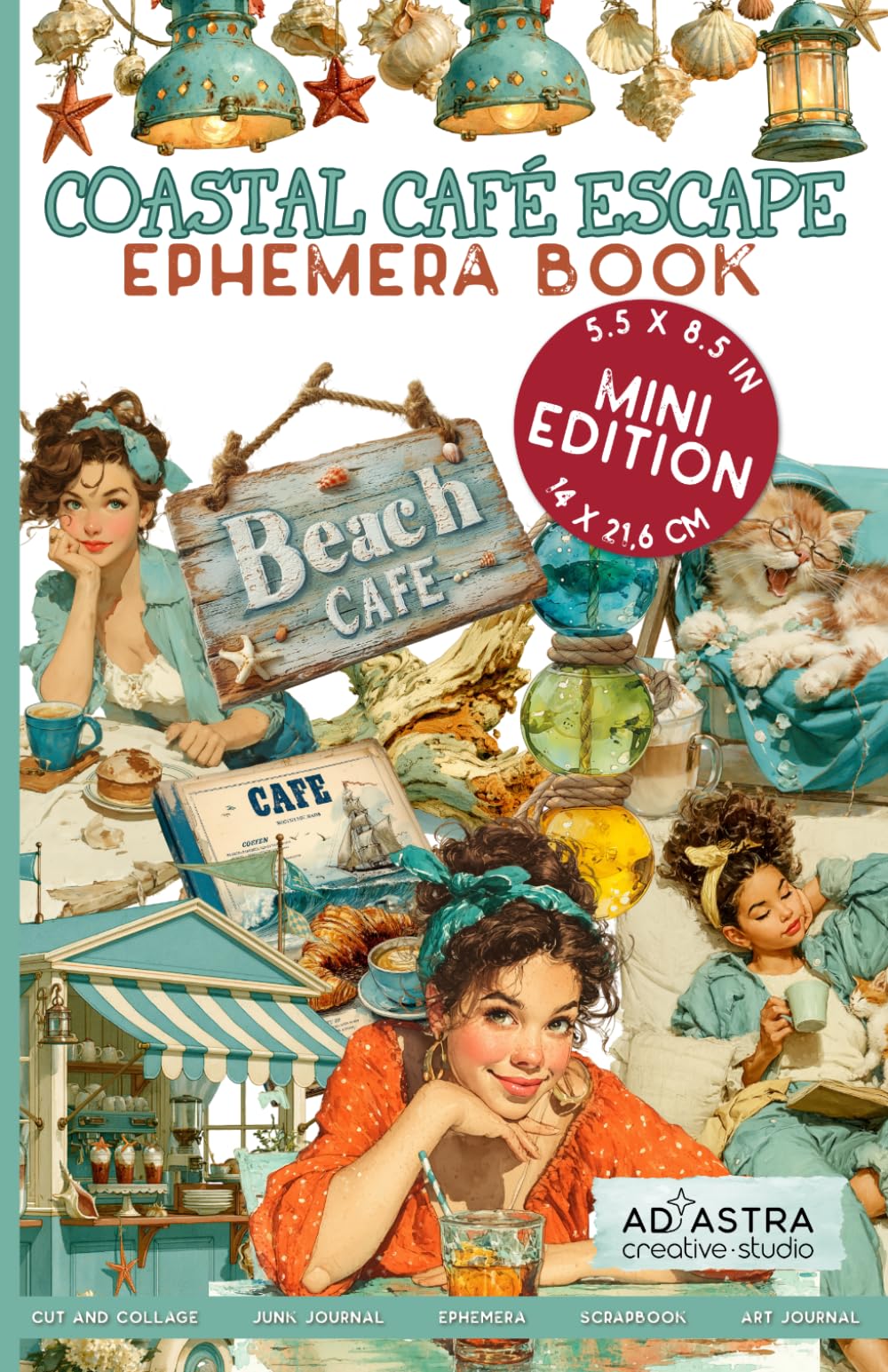 COASTAL CAFE ESCAPE EPHEMERA BOOK - MINI EDITION: For Junk Journals, Scrapbook, Ephemera And More