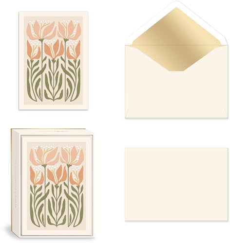 Lady Jayne All Occasion Blank Boxed Note Cards, with Gold-Foil Lined Envelopes and Embossed Details – 5” x 3.5” each, Set of 12 Cards – Flower Market Lily (80911) - color: Lily