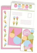 iscream Fold and Send Girls Stationery Card Pad with Seals - Tasty Scoops - color: Tasty Scoops