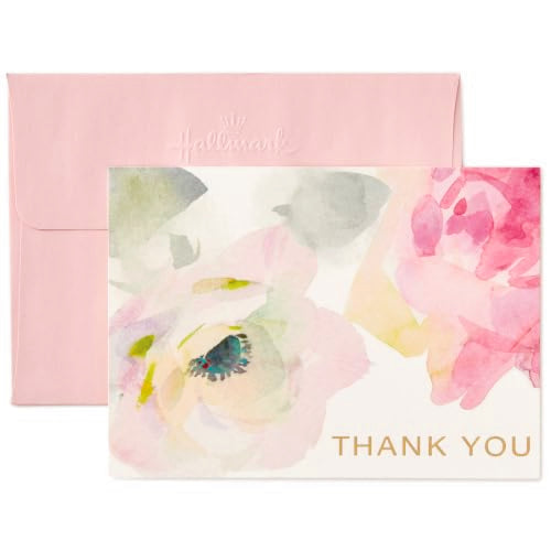 Hallmark Thank You Cards, Watercolor Flowers (10 Cards with Envelopes)